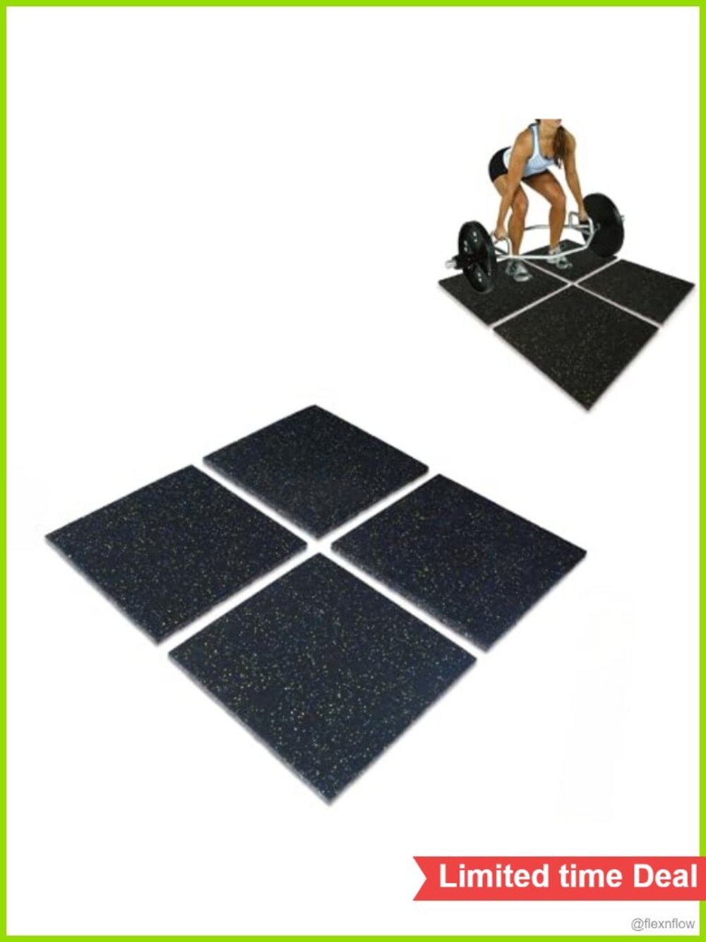 1 Inch Thick Rubber Exercise Equipment Mats 20x20 Interlocking 4 Pc
